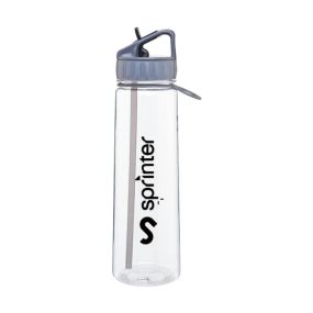 clear plastic bottle with straw and spout and an imprint saying sprinter