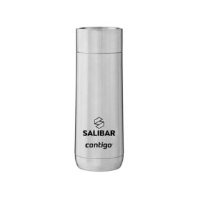 silver contigo bottle with an imprint saying salibar