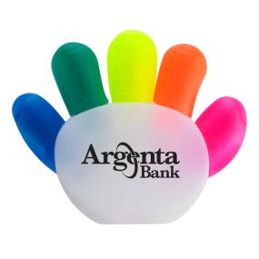 personalized hand highlighter with multiple colors and an imprint saying argenta bank