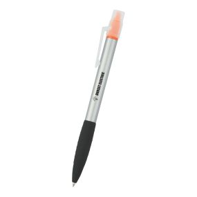 personalized orange highlighter pen with rubber grip for writing