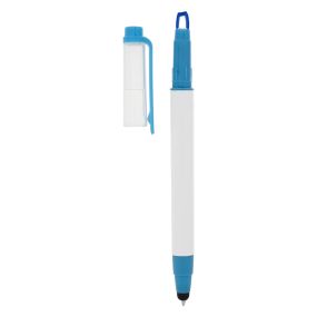 personalized blue highlighter pen with stylus and translucent cap