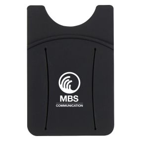 personalized black silicone phone wallet with finger slot