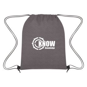 gray drawstring bag with an imprint saying know knowledge