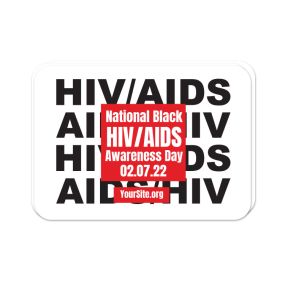 a sticker with a mosaic background and text saying National Black HIV/AIDS Awareness Day
