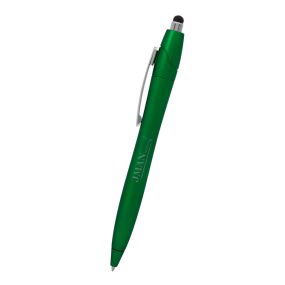 green light up pen with a stylus on top