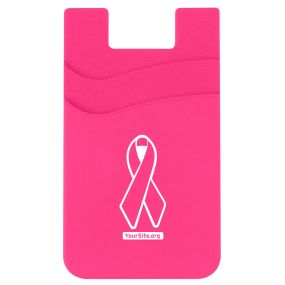 pink phone wallet with breast cancer ribbon