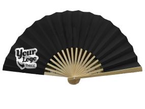 Plain Black Bamboo Snap Fan