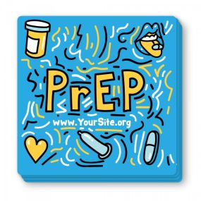 prep square sticker with text saying prep and www. yoursite.org