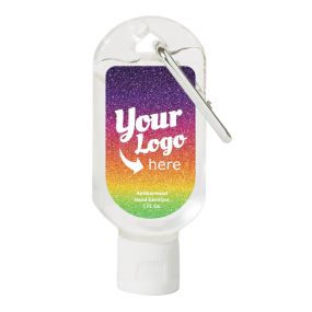 Rainbow Glitter Hand Sanitizer Carabiner 1oz