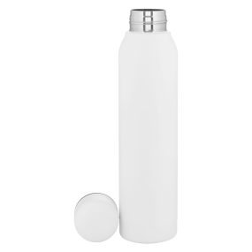 white stainless steel bottle with matching color top