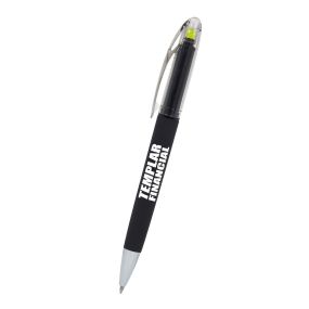personalized black pen with yellow highlighter and translucent cap