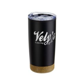 personalized black tumbler with cork bottom