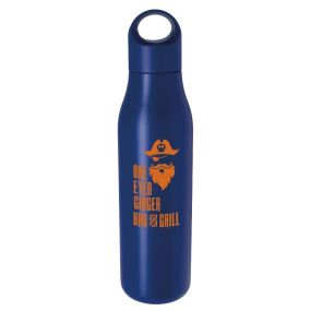 blue stainless steel bottle with an imprint saying one-eyed ginger bar and grill