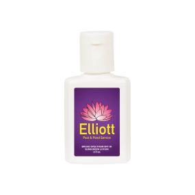 white sunscreen bottle with an imprint saying elliot pool & pond service