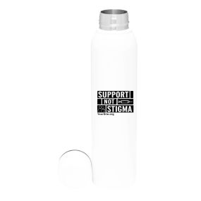 white stainless steel bottle with matching color top