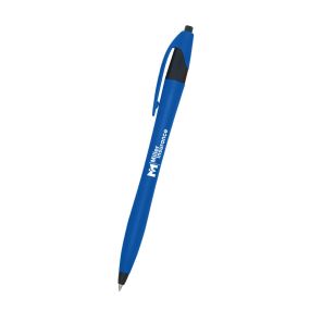personalized blue pen with black trim and clip holder