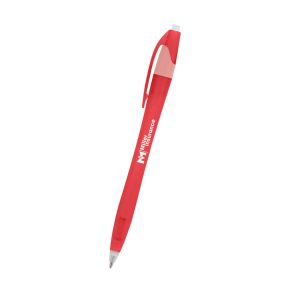 personalized red pen with clear trim, clip holder, and an imprint saying miller insurance