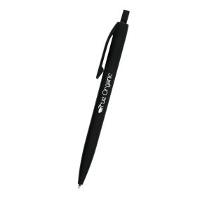 personalized black pen with clip holder and an imprint saying true organic