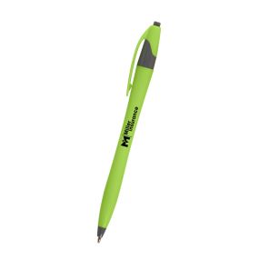 personalized lime green pen with gray trim and clip holder