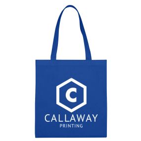 blue tote bag with an imprint saying callaway printing