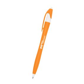 personalized orange and white pen with clip holder