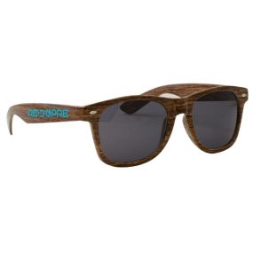 wood grain sunglasses with an imprint saying Re-Dupre