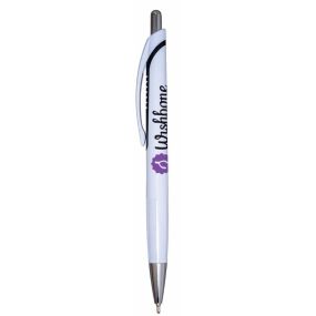 white and black pen with full color imprint on the front saying wishbone