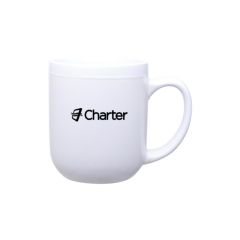 white ceramic mug with an imprint saying charter