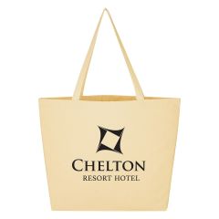 natural cotton tote bag with carrying handles and an imprint saying chelton resort hotel