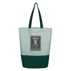 green tote bag with carrying handles and an imprint saying heartland family foundation