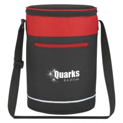 cooler bag with adjustable strap, front pocket, and main zippered compartment