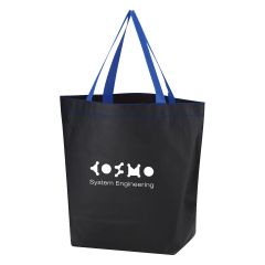 personalized blue tote bag with blue carrying handles