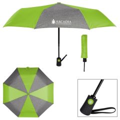 green and gray umbrella with an imprint saying Arcadia Health Insurance