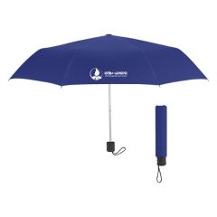 blue umbrella with an imprint saying Rainwater Conservation