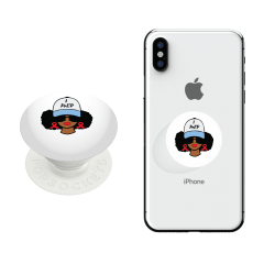 white iphone with an imprint of the juntos, preparados logo with yoursite.org text below
