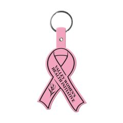 pink ribbon key tag with a split ring attachment and an imprint saying valley women's health initiative