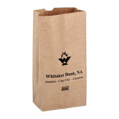 personalized tan popcorn paper bag with an imprint saying whitaker bank, na and cities below saying staton, clay city, and campton