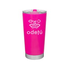fuchsia stainless steel matte tumbler with an imprint saying ode2 odetú