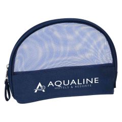 personalized mesh cosmetic bag with zippered main compartment