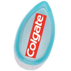 personalized blue toothbrush holder with colgate imprint on front