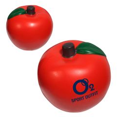 personalized red apple stress reliever with imprint on front