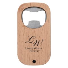 personalized bamboo opener with imprint on front
