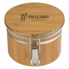 personalized bamboo food container with front clip
