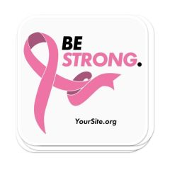 a stack of stickers with an imprint of text in cursive saying hope next to a pink ribbon and yoursite.org text below
