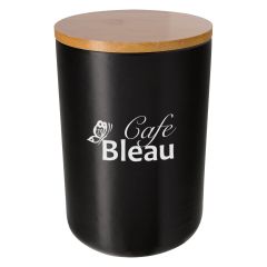 personalized black ceramic container with bamboo lid