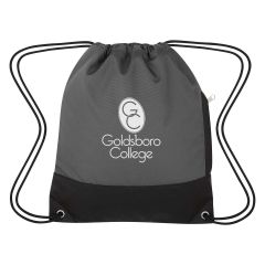 personalized drawstring bag with side zippered pocket
