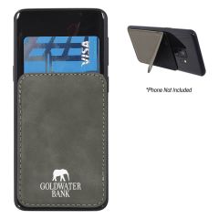personalized gray kickstand phone wallet with silk-screen design