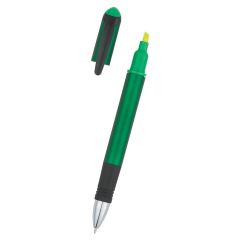 personalized green highlighter pen with yellow highlighter and rubber grip