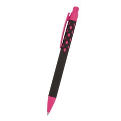 black pen with pink trim and dimpled design near the top