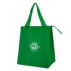 green tote cooler bag with carrying handles with dimple design